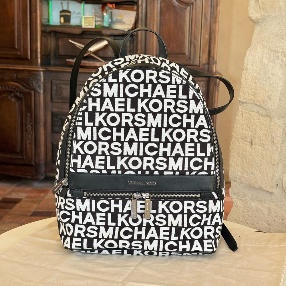 Michael Kors Monogram Black and White Men's Backpack - Picture 5 of 11